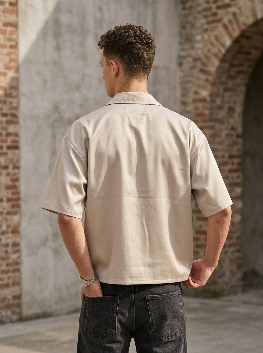 Prime mood box fit Shirt – Beige