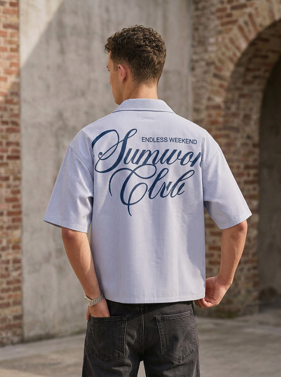 summer club box fit Shirt – Blue